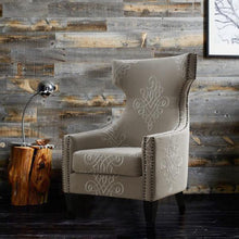 Load image into Gallery viewer, Gramercy Embroidered Linen Wing Chair
