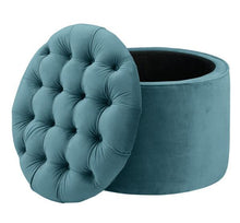 Load image into Gallery viewer, Queen Sea Blue Velvet Storage Ottoman
