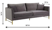 Load image into Gallery viewer, Massi Grey Velvet Sofa
