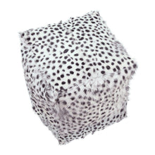 Load image into Gallery viewer, Spotted Goat Fur Pouf Light Grey
