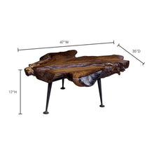 Load image into Gallery viewer, Natural Teak Coffee Table With Cast Iron Legs
