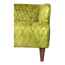 Load image into Gallery viewer, Magdelan Tufted Leather Sofa Emerald
