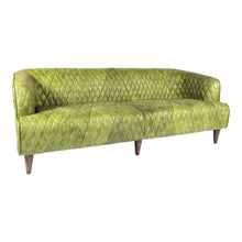 Load image into Gallery viewer, Magdelan Tufted Leather Sofa Emerald

